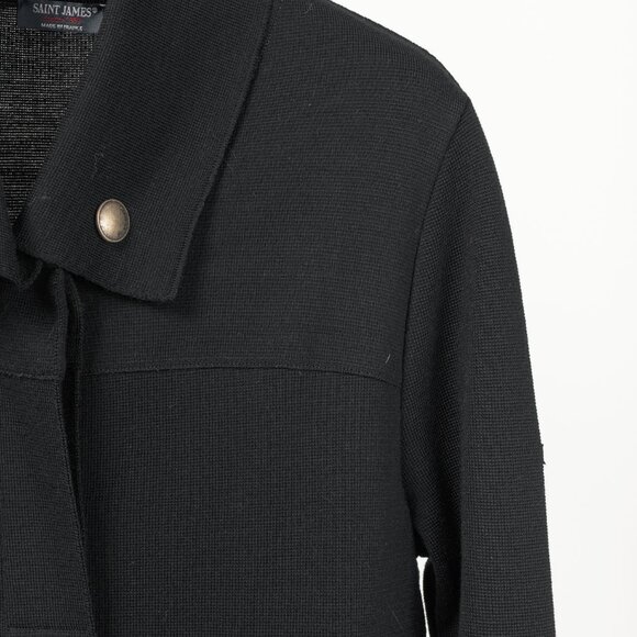 Saint James Black Wool Collared Cardigan - Picture 4 of 12